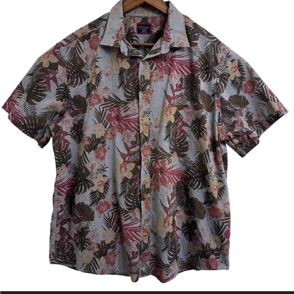 UNTUCKit Desisto Hawaiian Floral Button Front Short Sleeve Shirt Men’s L